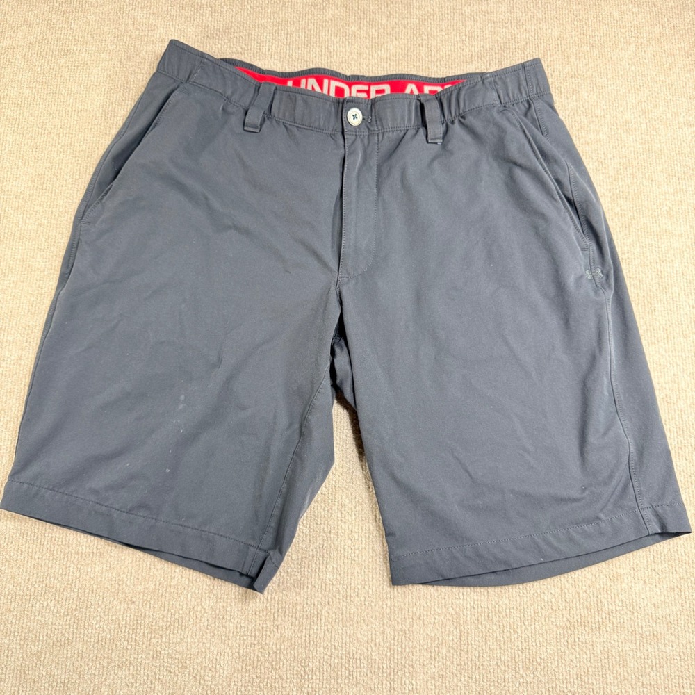 Under Armour Mens Golf Shorts Gray‎ Size 38 Performance Flat Front Athletic